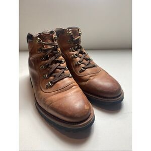 Trask Mens Brown Leather Chukka Hiking Boots Lace Up Vibram Sole Rugged US 9.5